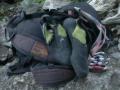 Shoes, harness and biners