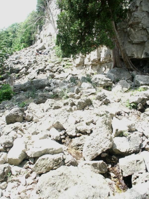 Rubble and cliff