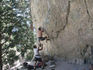 Toro warms up on a 5.12c