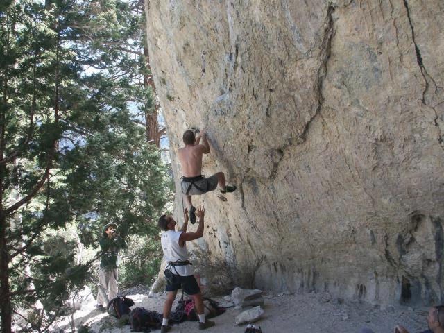 Toro warms up on a 5.12c