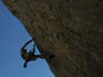 Toro warms up on a 5.12c