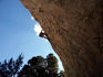 Toro warms up on a 5.12c